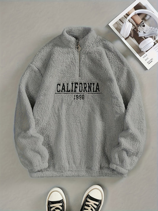 California Print Crewneck Sweatshirt – Casual Long Sleeve Pullover for Women, Perfect for Fall & Winter, Cozy and Stylish Everyday Wear