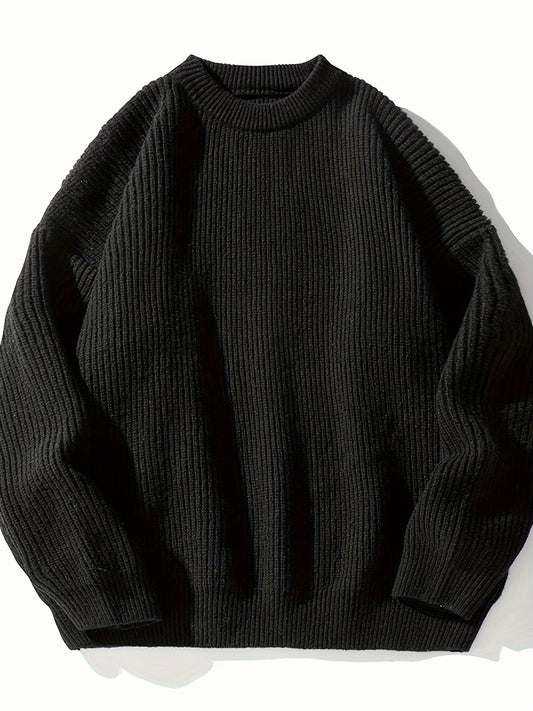 Oversized Ribbed Knit Sweater - Casual Comfort for Fall & Winter