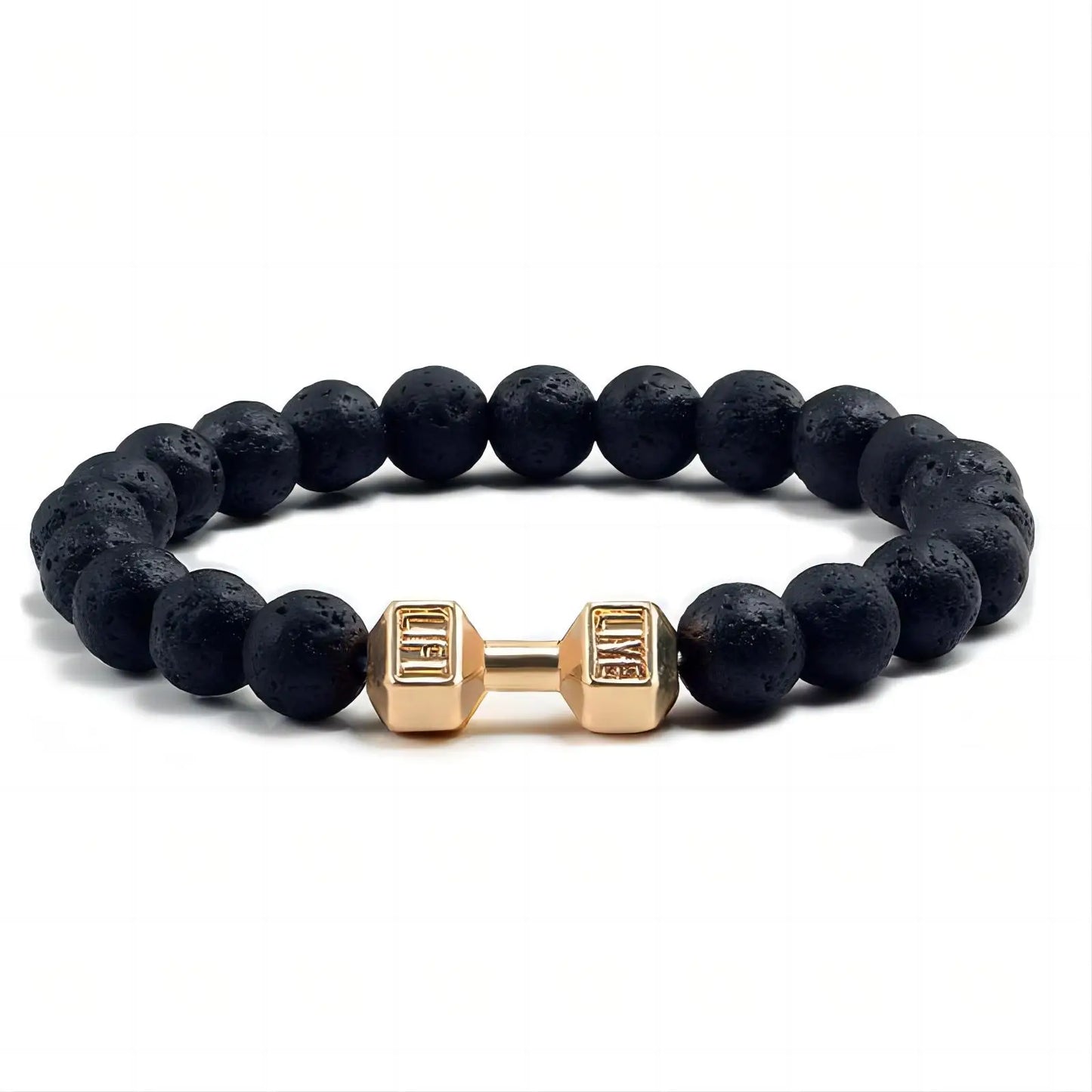 LavaFit Bracelet – Volcanic Stone & Matte Beads Dumbbell Fitness Jewelry for Men & Women