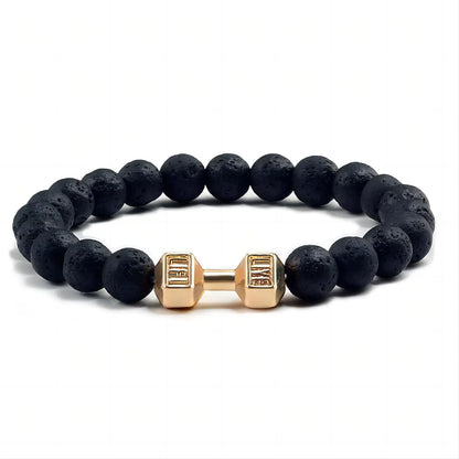 LavaFit Bracelet – Volcanic Stone & Matte Beads Dumbbell Fitness Jewelry for Men & Women