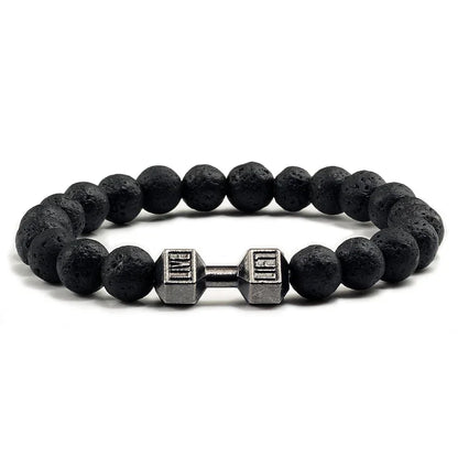 LavaFit Bracelet – Volcanic Stone & Matte Beads Dumbbell Fitness Jewelry for Men & Women