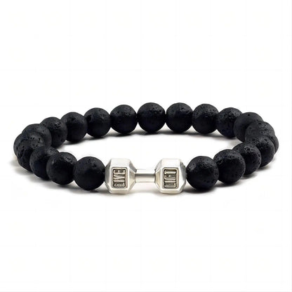 LavaFit Bracelet – Volcanic Stone & Matte Beads Dumbbell Fitness Jewelry for Men & Women