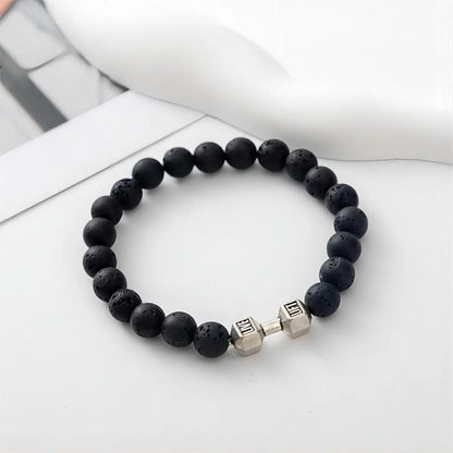 LavaFit Bracelet – Volcanic Stone & Matte Beads Dumbbell Fitness Jewelry for Men & Women