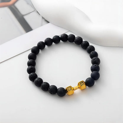 LavaFit Bracelet – Volcanic Stone & Matte Beads Dumbbell Fitness Jewelry for Men & Women