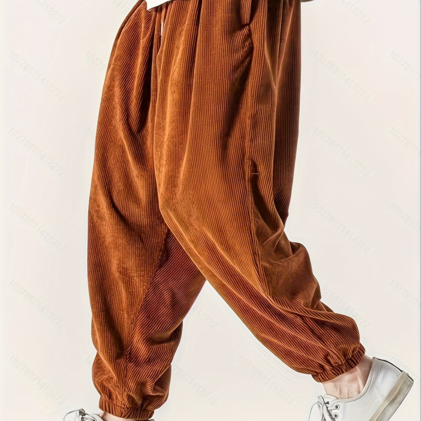 Men's Loose Fit Corduroy Pants – Wide-Leg Drawstring Trousers, Stylish and Comfortable Bottoms for Spring and Fall Wear